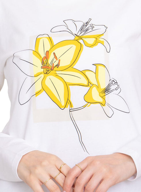 White Printed Long - Sleeve Design 21 - Khotwh